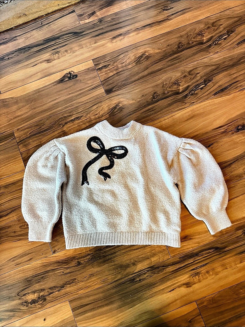 The Children's Place Girls Sequin Bow Sweater Cream 7/8